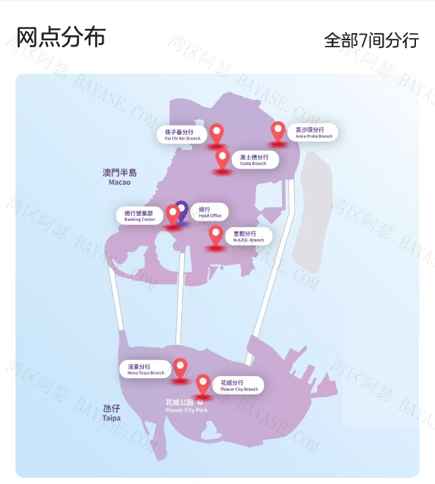 湾区阿瑟立桥银行网点分布图