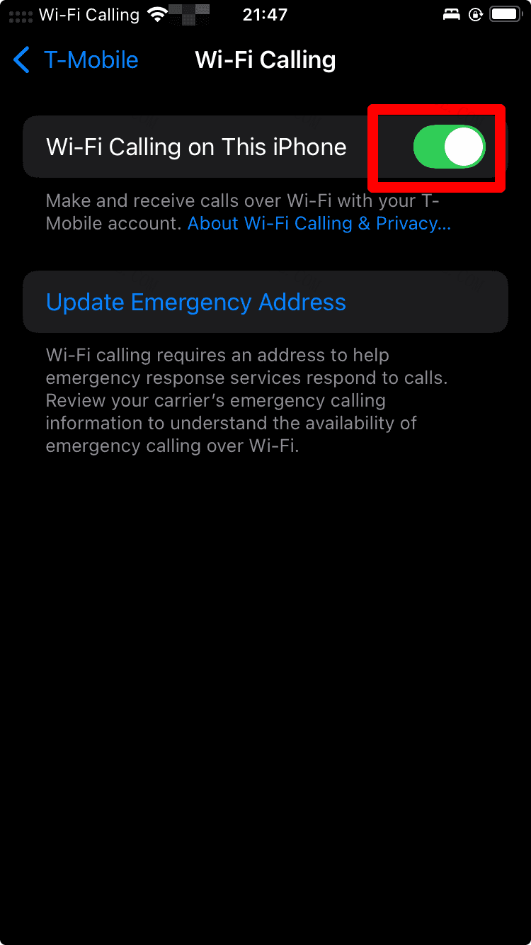 打开手机的Wifi-Calling开关